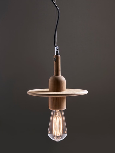 [SPIN COLG] Spin Colgante Madera Di.20cm E27 c/Lamp Led Vintage