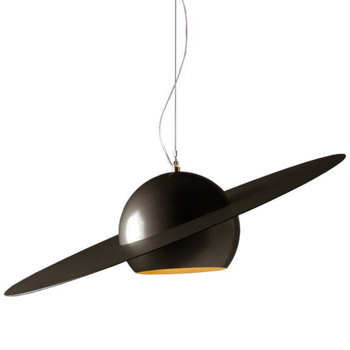 [SATURNO NG] Saturno Colgante Di.60cm c/Lamp Led G80 5W Negro Int. Oro