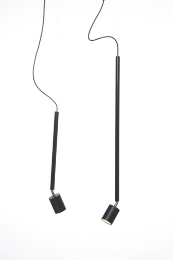 [D75N] L 75 Colgante Tubo C/Cabezal Direccionable L.75cm GU10 6w Led Negro