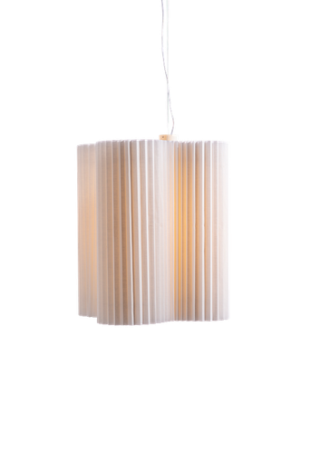 [F45L] Flag 45 L Colgante Silueta Fibra Di.45,5xh60cm Led 14,7W H.Douglas Interior Blanco o Crudo