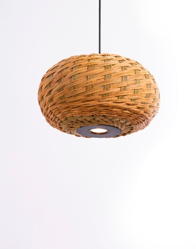 [A-N02] Valle A Colgante Simbol Di.30xh16cm E27 10W Natural C/Disco Negro