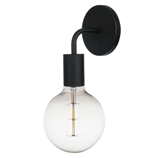 [A 50 N] Minimal Aplique Pared Acero Fijo 1L E27 Negro