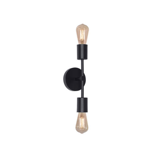 [A 82N] Minimal Aplique de Pared Doble Acero H.30Cm 2L E27 Negro 