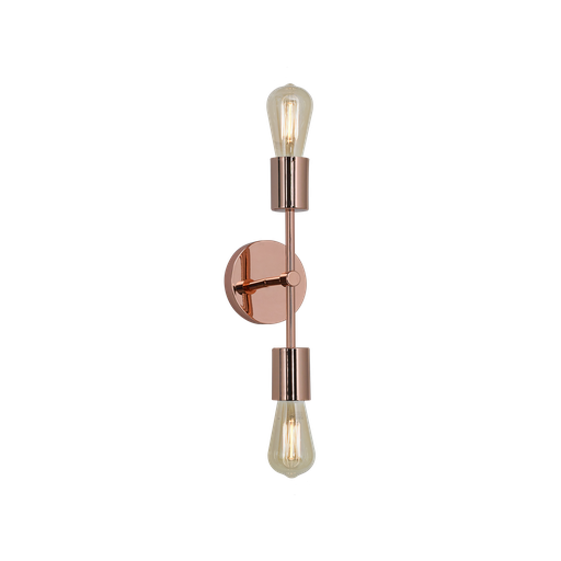 [A 82C] Minimal Aplique de Pared Doble Acero H.30Cm 2L E27 Cobre Brillo