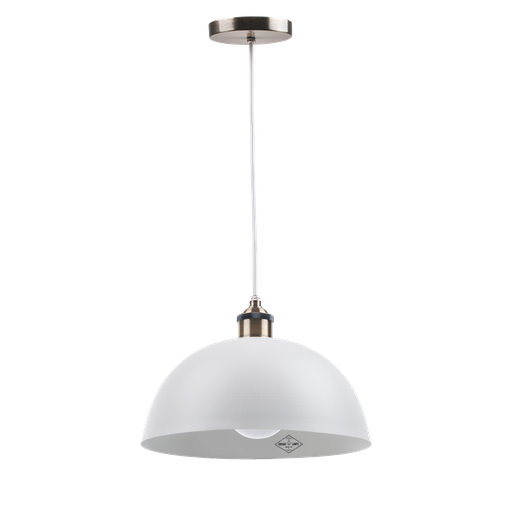 [CO 200B] Vintage Colgante Semi Esfera Di.20Cm 1L E27 Blanco 
