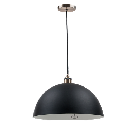 [CO 400N] Vintage Colgante Semi Esfera Di.40Cm 1L E27 Negro 