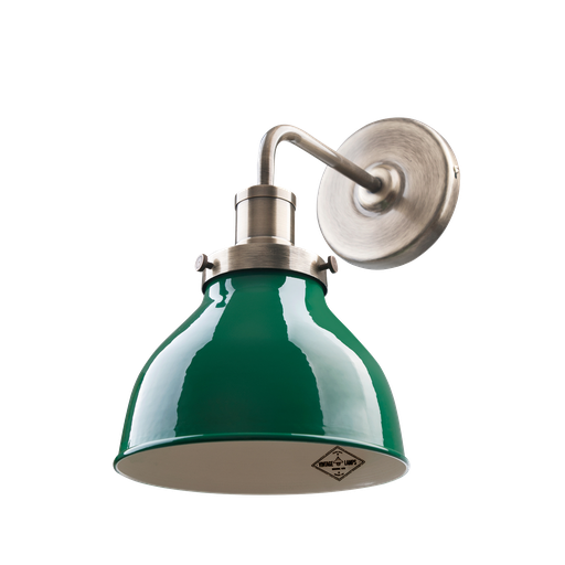 [A 192 V] Vintage Aplique de Pared Acero Di.20Cm 1L E27 Verde/Bronce