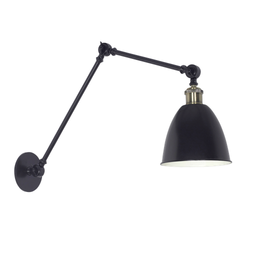 [A 196N] Vintage Aplique de Pared Acero Articulado Di.20Cm 1L E27 Negro/Bronce