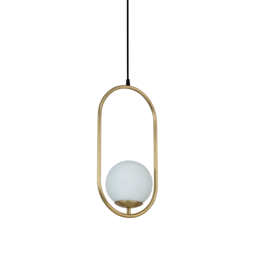 [AURA 40D] Aura Colgante Globo Opal Satinado 1 Luz E27 Di.20cm h.40cm Dorado Mate