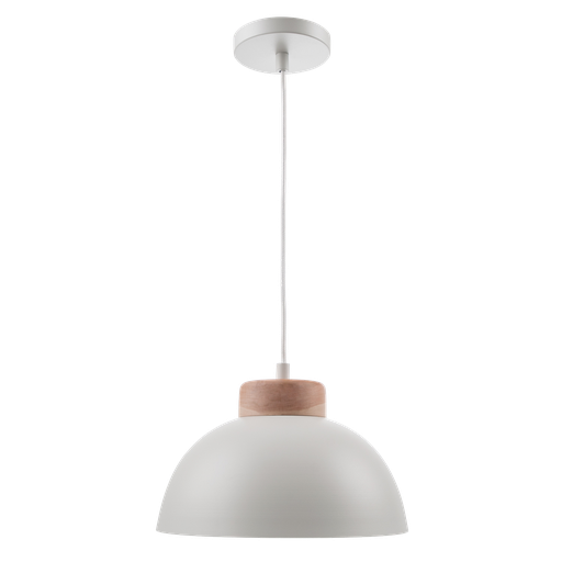 [CON 280B] Nordik Colgante Semi Esfera 1 Luz E27 Di.28cm Blanco/Madera Natural