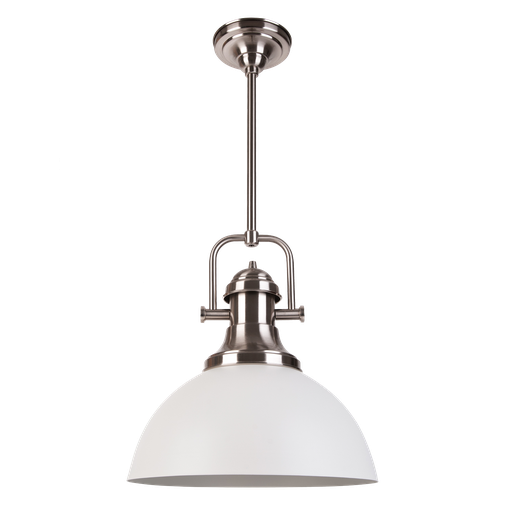 [CL 400 B/PL] Classic Barral Colgante Acero 1 Luz E27 Di.40cm h.40cm Blanco/Platil