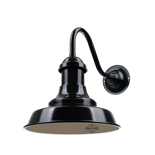 [BRC 301 N] Classic Aplique de Pared Aluminio IP44 1 Luz E27 Di.30xh.38cm Negro/Crema