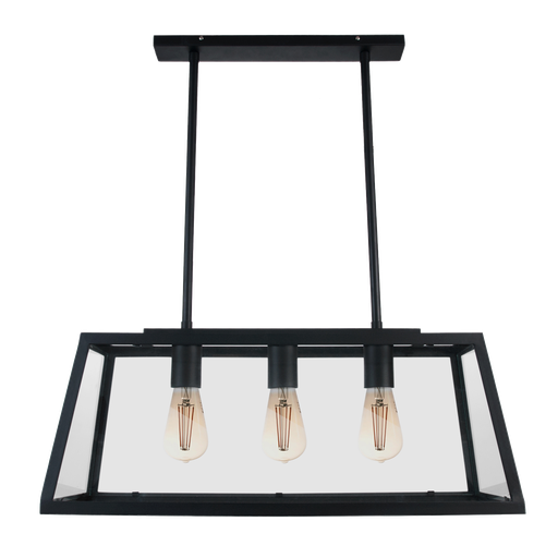[CO 605 N] Farol Colgante Barral Hierro Vidrio Traslucido 5 Luces E27 L.100xh.30cm Negro