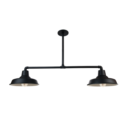 [CO 300/2 N] Industrial Colgante Barral Doble 2 Luces E27 2xDi.30cm L.95cm Negro/Crema