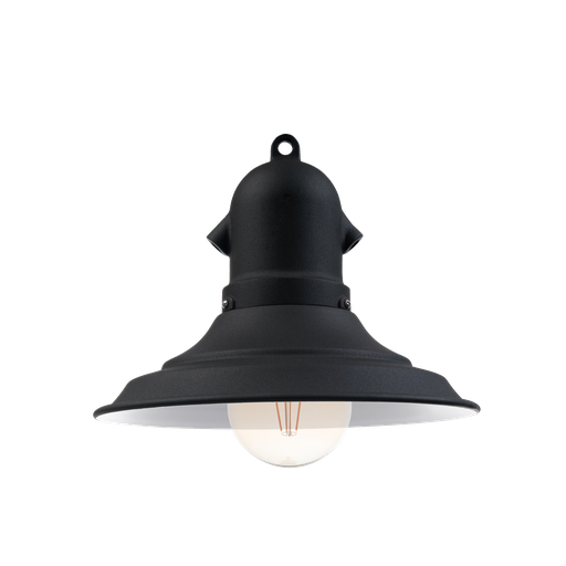 [COP 360 N] Industrial Colgante Aluminio IP44 1 Luz E27 Di.36xh.26cm Negro/Blanco