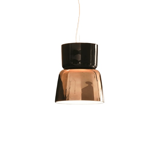 [PR-BLOOM S5 NG/CO] Bloom Colgante Vidrio 1 Luz E27 + G9 IP20 Di.36xh.44cm Negro/Dorado