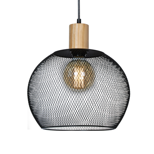 [OSAKA L NG] Osaka L Colgante Di.30cm 1L E27 Madera/Negro