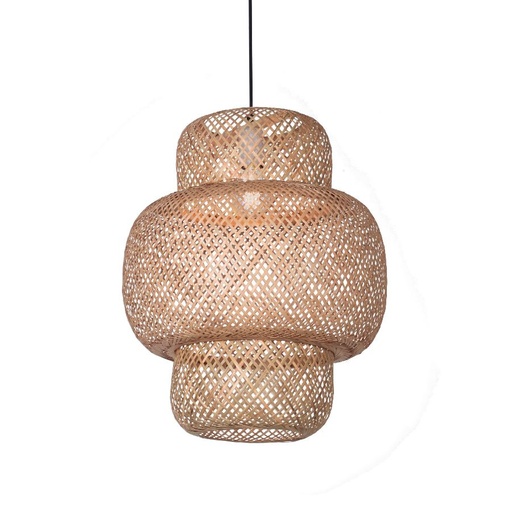[6040] Baco Colgante Bamboo 1 Luz E27 Ip20 220v Di.38xh.40cm Natural