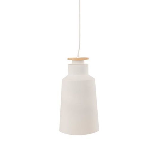 [3388] Zander Colgante Aluminio/Madera 1 Luz E27 220v Di.19xh.36Cm Blanco Mate