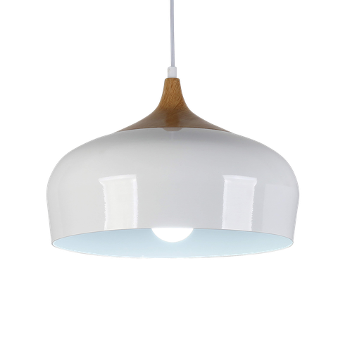 [3394] Nyx Colgante Aluminio/Madera 1 Luz E27 220v Di.32xh.27Cm Blanco