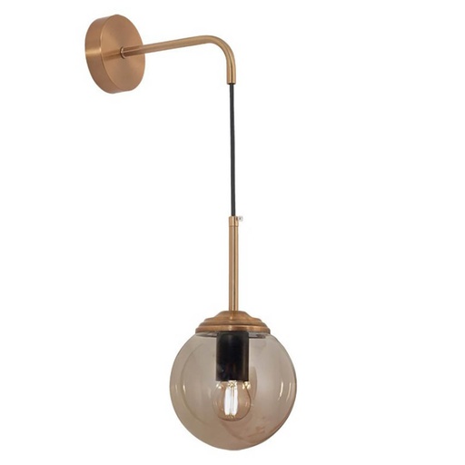[6141] Neko Aplique Colgante Globo Vidrio 1 Luz E27 220v Di.15xh.50Cm Ambar/Dorado