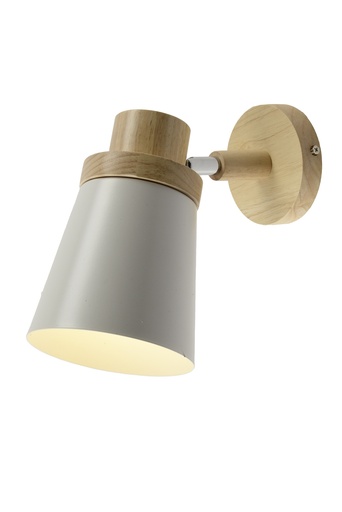 [51366] Loto Aplique Aluminio/Madera 1 Luz E27 220v Di.19xh.11Cm Blanco