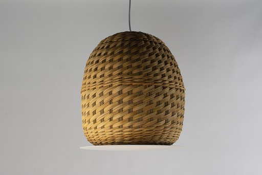 [S-N03] Valle S Colgante Simbol Di.33xh37cm E27 10W Natural C/Disco Dorado