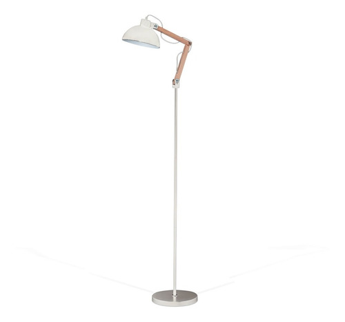 [ARLON-P BL] Arlon Lampara de Pie Madera/Metal 1Luz E27 Di.25xh.245cm Blanco
