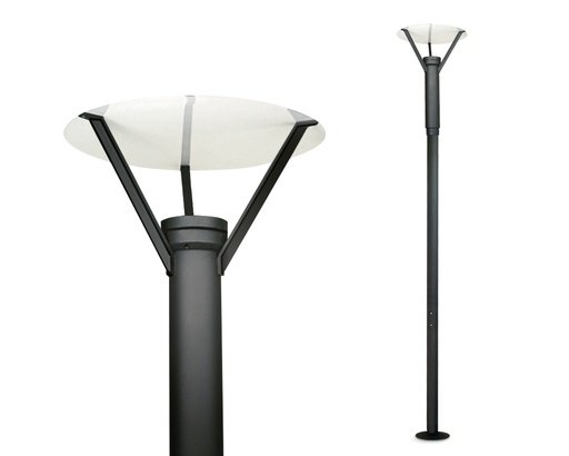 [2600.NT] Farola Vidrio Luz Indirecta AR111 GU10 IP44 h.2650mm Negro Texturado