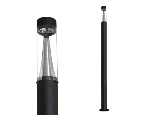 [3500.NT] Farola Redonda C/Visor Acrilico Led 5xGU10 IP44 h.3000mm Negro Texturado