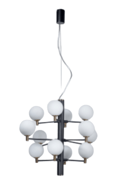 [GALAXY ] Galaxy Araña Globo Opal Di.700Xh.1400Mm 12Xg9 Negro Bronce