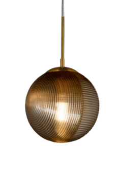 [OND-CO-ESFERA] Onda Esfera Colgante Vidrio Globo Ondas Champagne 1L E27 Di.30Cm Bronce