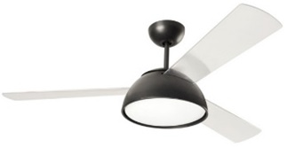 [V648905] Gregal Ventilador Negro 3P Acrilico Transparente Tulipa Satin 25,8W 3000K Motor 35W C/Control Remoto