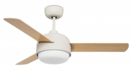 [V486402] Klar Ventilador Blanco 3P Reversibles Blanco/Madera Clara Tulipa Satin 2X13W E27 C/Control Remoto