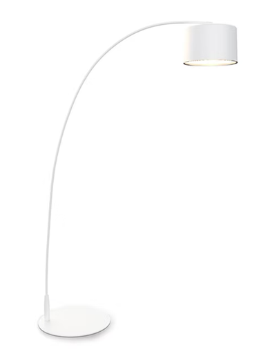 [AR01-02] Arco Lampara De Pie Pantalla Cilindrica E27 H.210Cm  Blanco Microtexturado